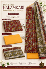 3 PCS PURE COTTON KALAMKARI DRESS MATERIAL