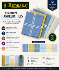 Premium Men's Cotton Handkerchiefs – Pack of 6