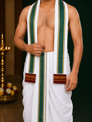 4 Meter Mayilkhan Cotton Dhoti & Angavasthram Set