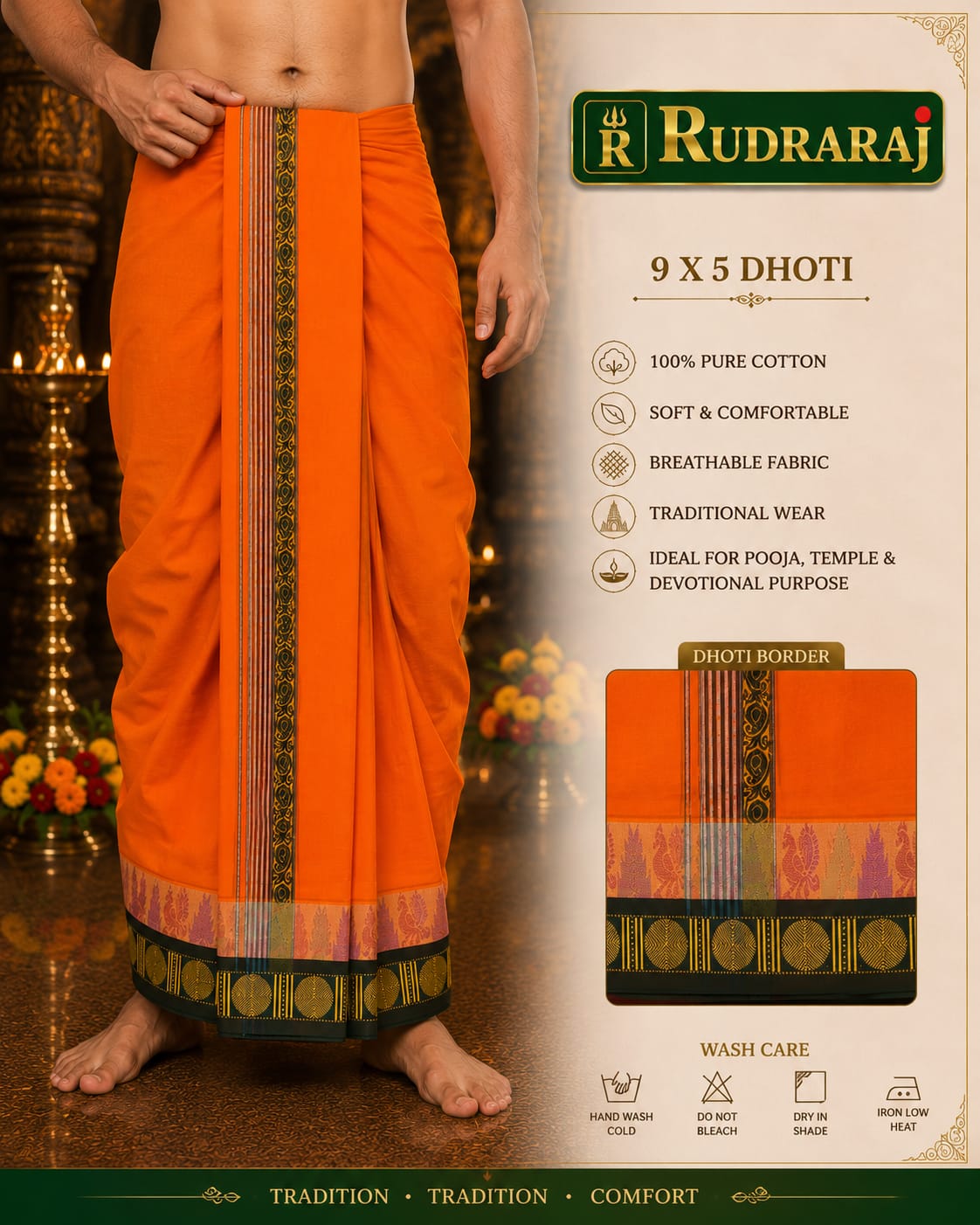 Premium Jari Anchu Border Dhoti & Angavasthram Set