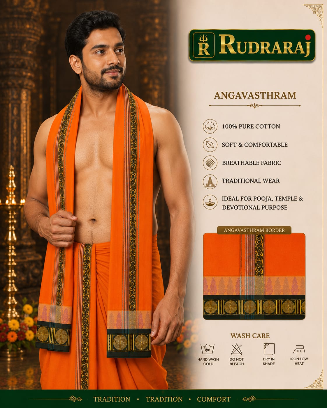 Premium Jari Anchu Border Dhoti & Angavasthram Set