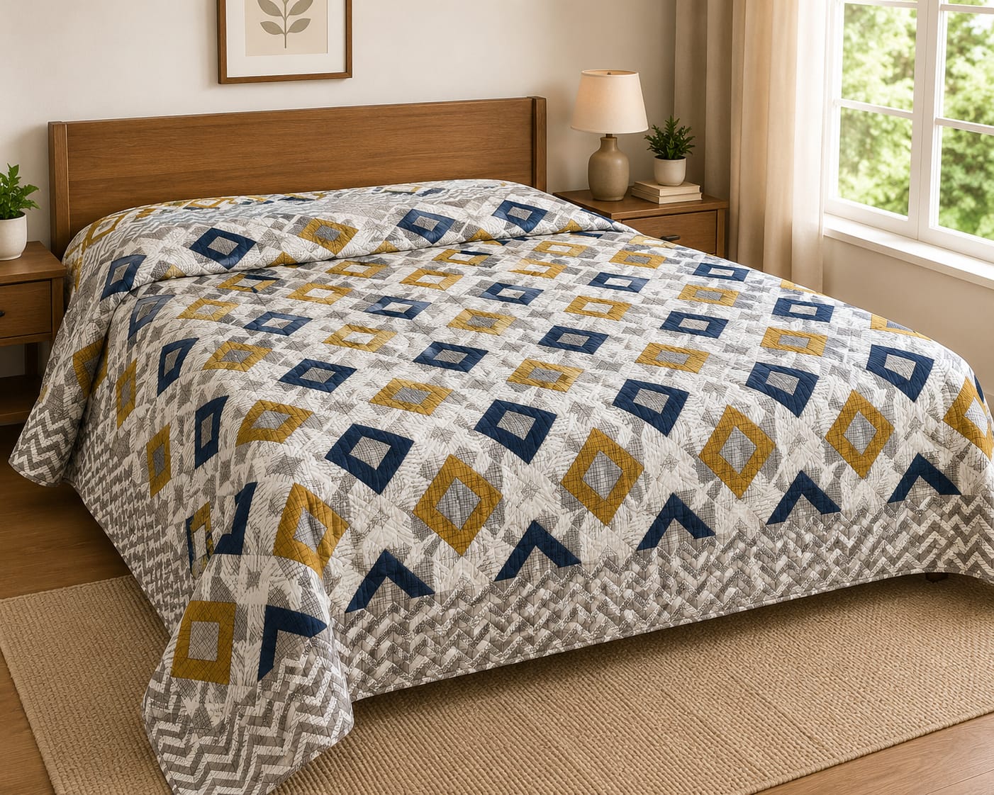 Premium Cotton Bombay Print King Size Bedsheet Set