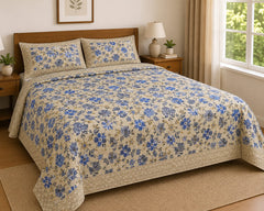 Premium Cotton Bombay Print Queen Size Bedsheet Set