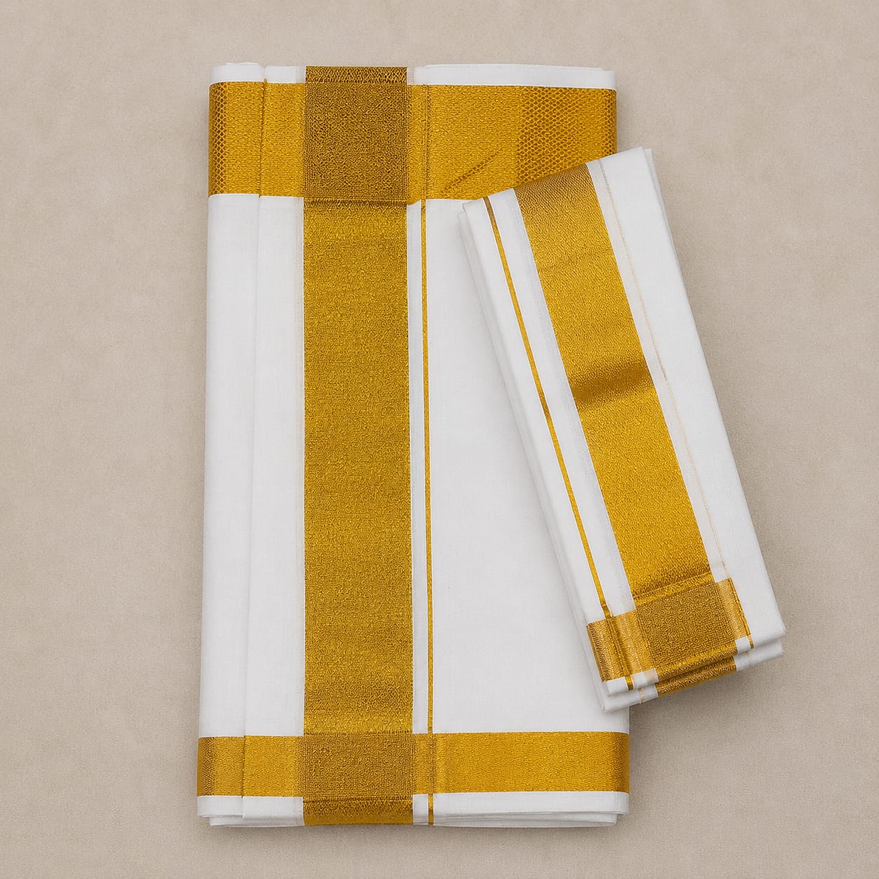 Double Layer White Dhoti & Angavasthram Combo