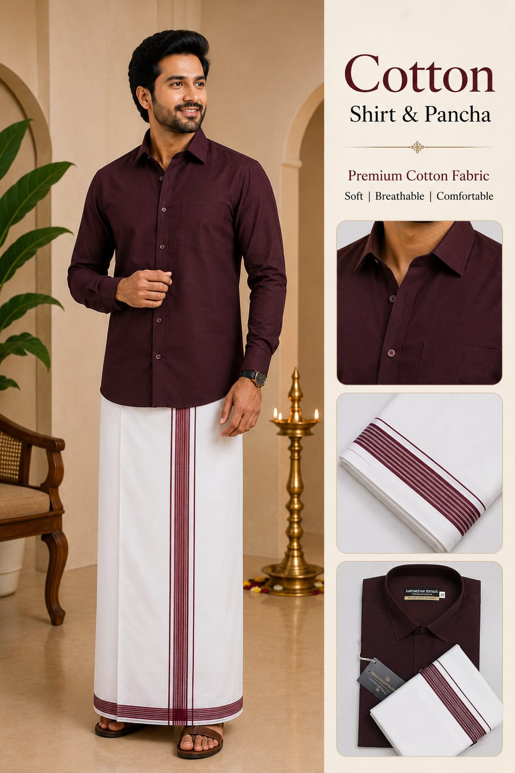 Premium Cotton Shirt & Pancha Set