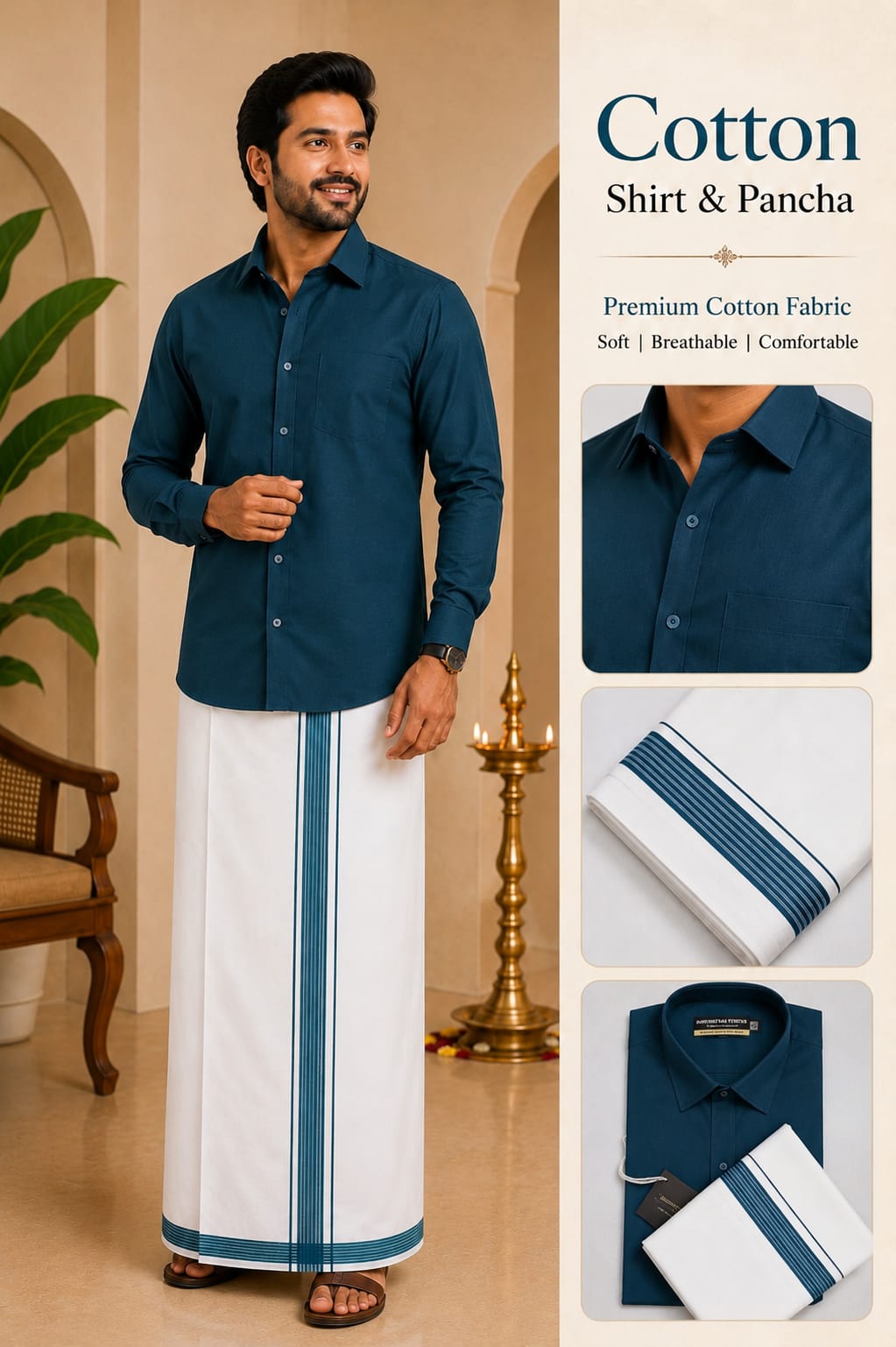 Premium Cotton Shirt & Pancha Set