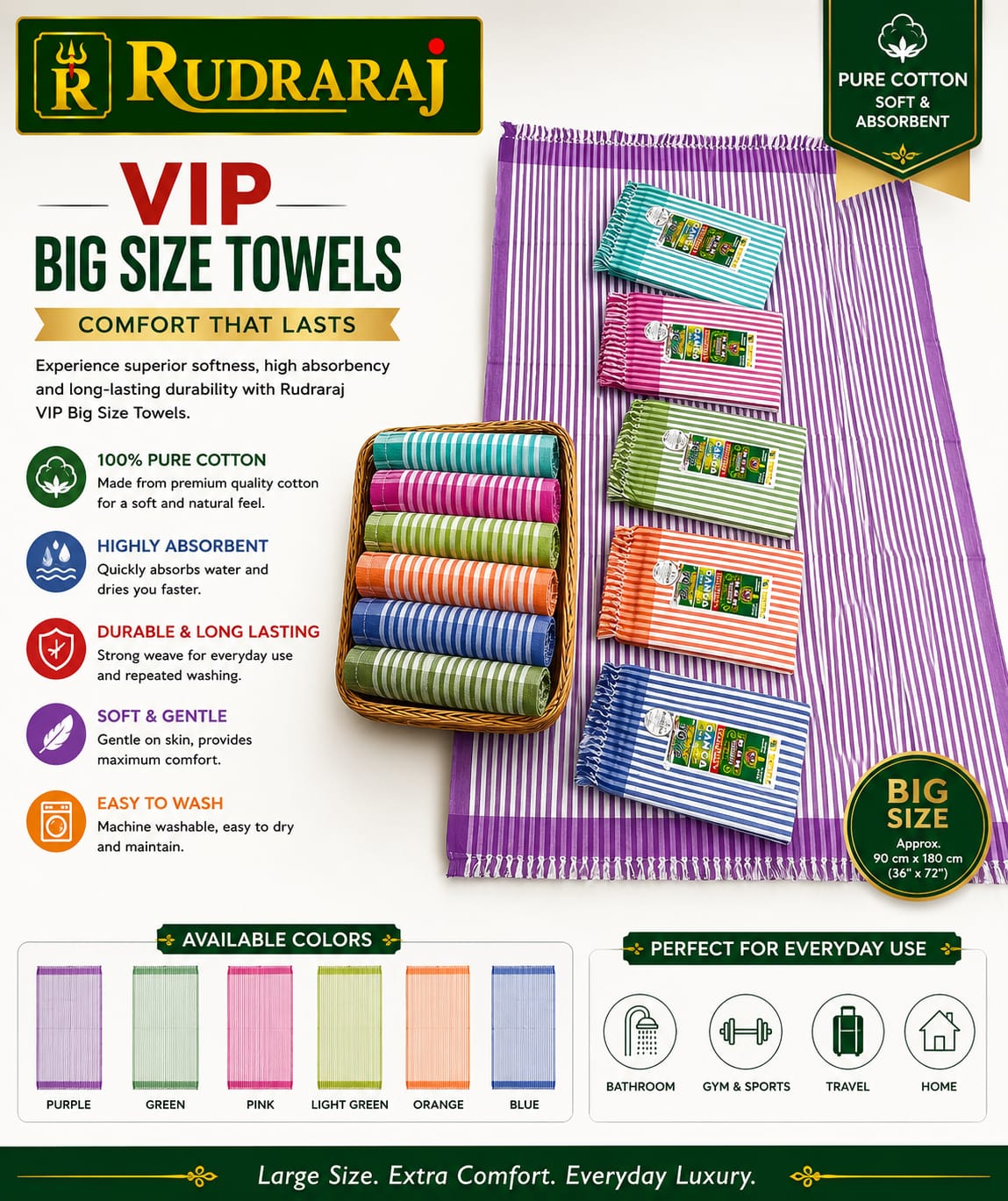 VIP Big Size Towels (Pack of 6)