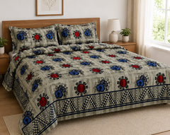 Premium Cotton Kalamkari King Size Bedsheet Set