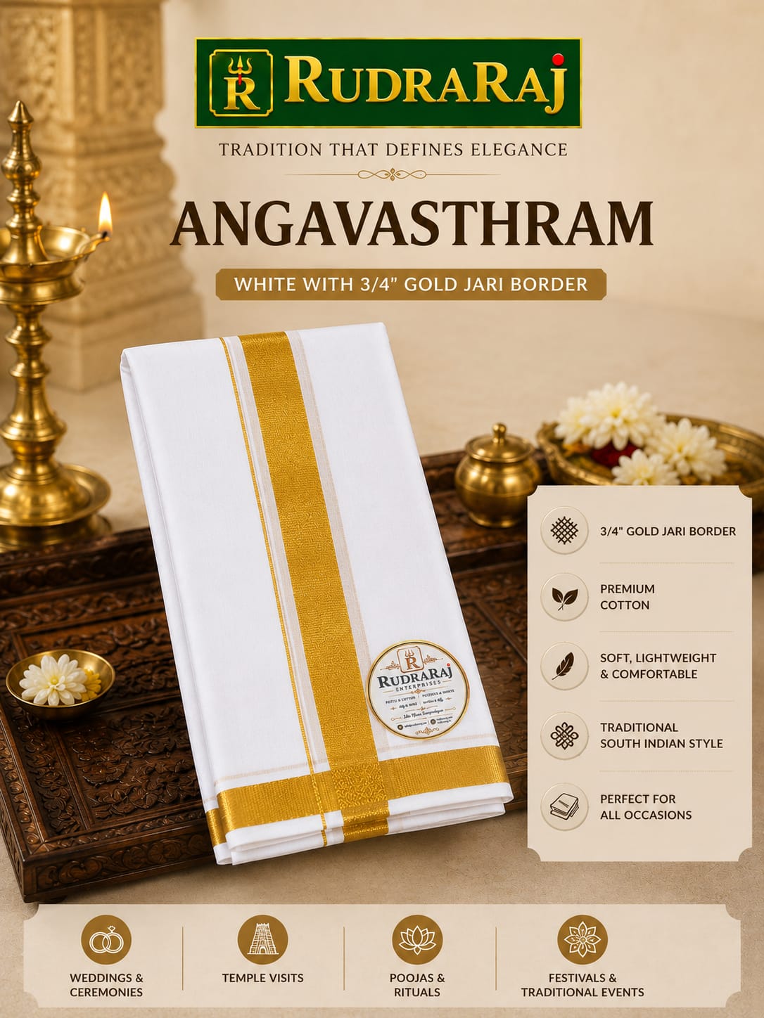 White Small Jari Angvashtram