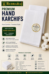 Premium Men's White Cotton Handkerchiefs – Pack of 6