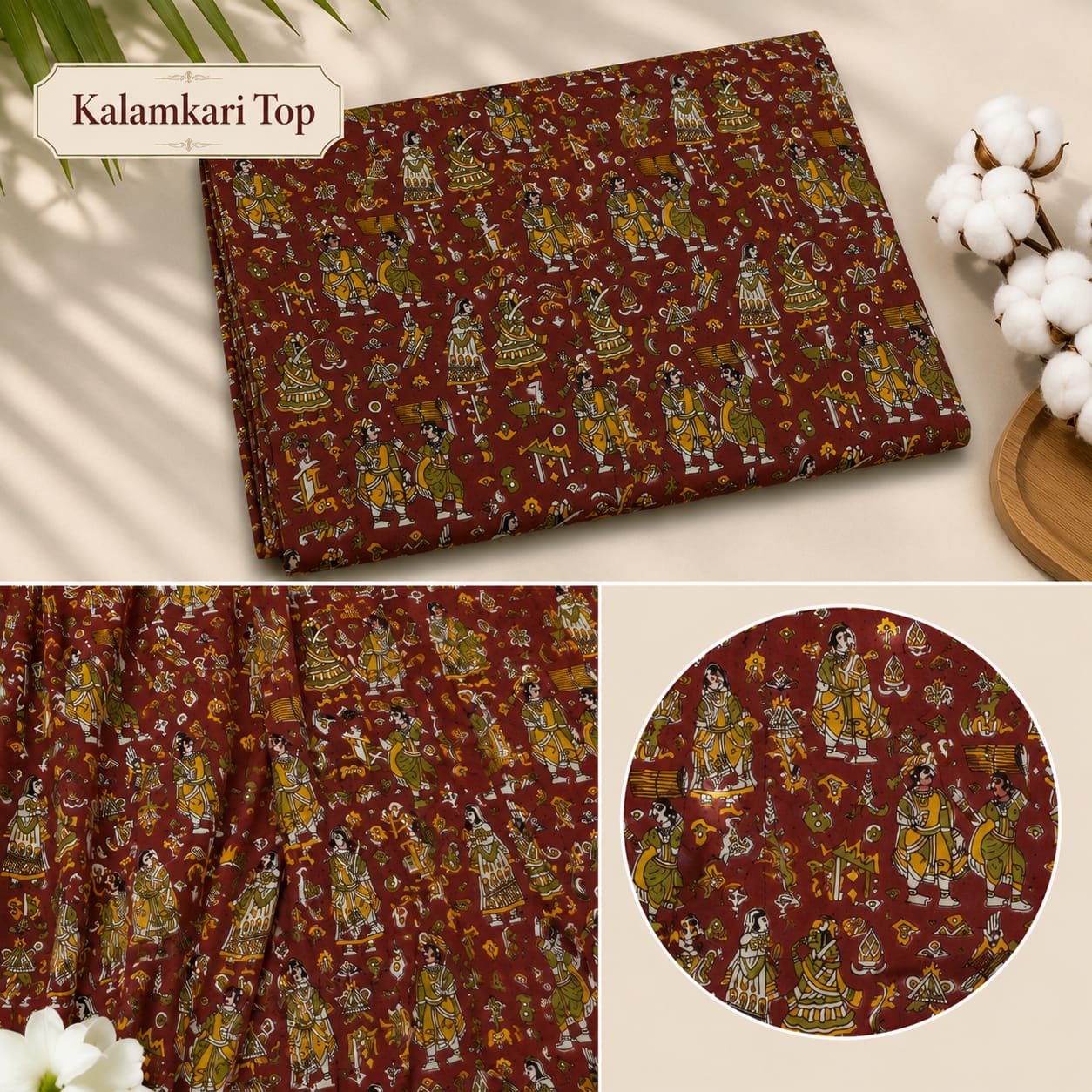 3 PCS PURE COTTON KALAMKARI DRESS MATERIAL