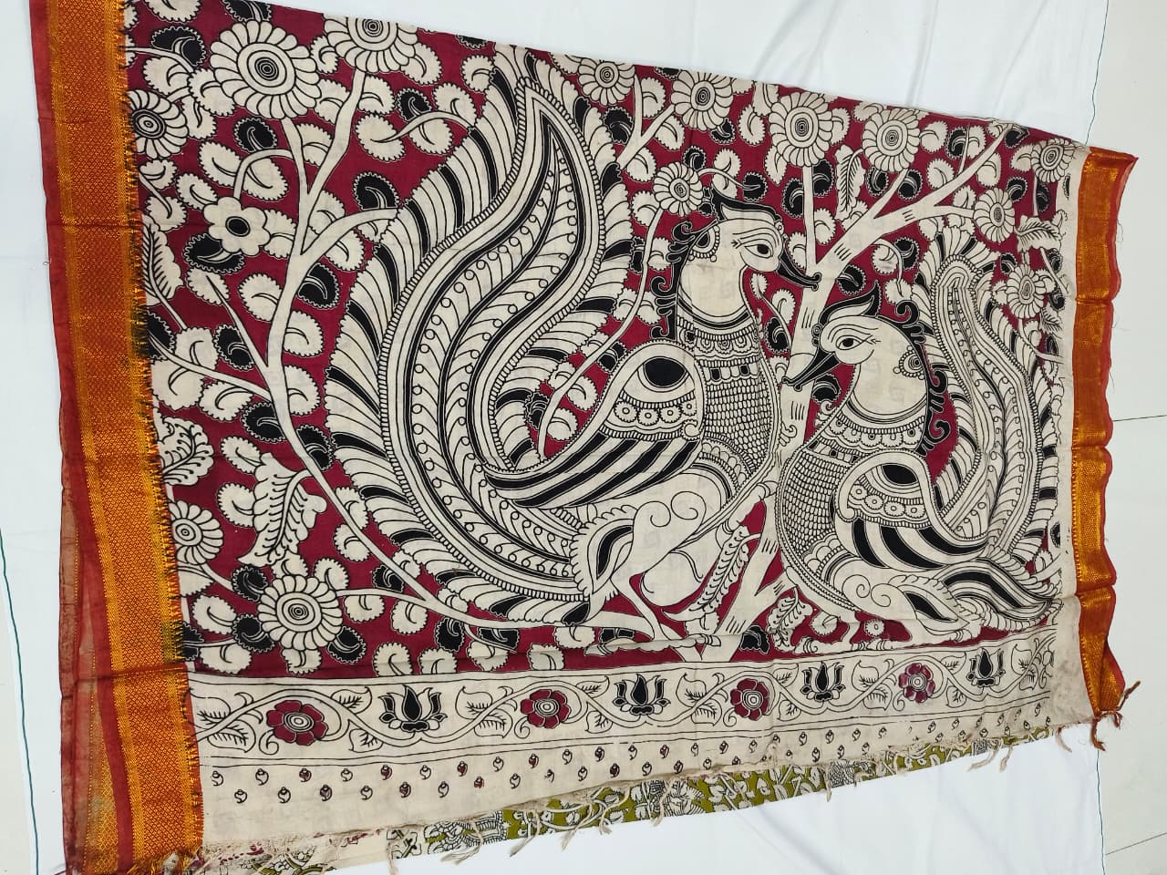 Kalamkari Chennuri Silk Nizam Border Sarees
