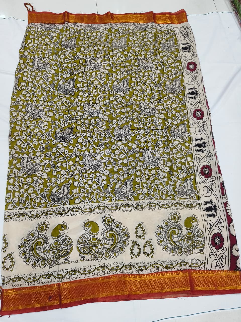 Kalamkari Chennuri Silk Nizam Border Sarees