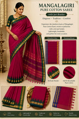 Mangalagiri Pure Cotton Saree with Rich Jari Border