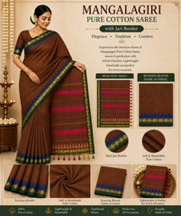 Mangalagiri Pure Cotton Saree with Rich Jari Border