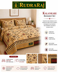 Premium Cotton Kalamkari King Size Bedsheet Set