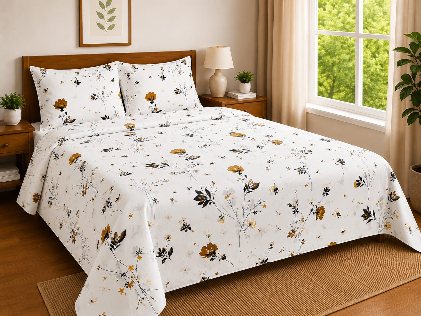 Premium 100% Cotton King Size Bedsheet Set
